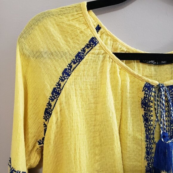 Gypsy 05 Global Village Embroidered Peasant Top S - Picture 4 of 8